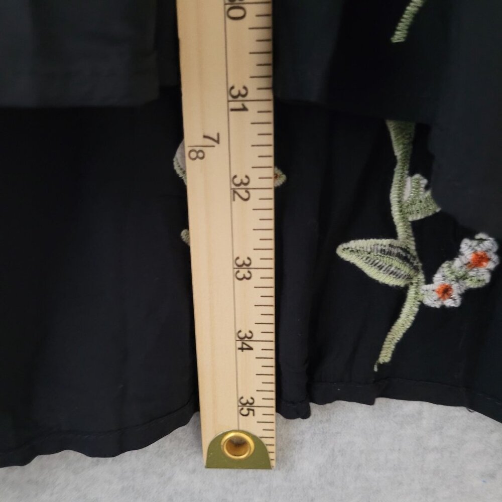 Zara Womens Midnight Garden Black Floral Embroidered Swing Dress Size M/L Boho - Picture 13 of 14